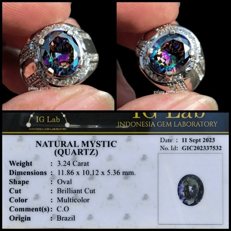 Cincin Batu Natural Mystic Quartz Plus Memo Lab