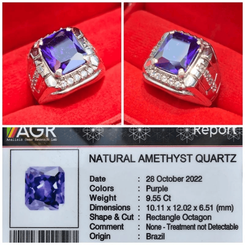 CINCIN BATU KECUBUNG AMETHIS QUARTZ KEREN PLUS MEMO