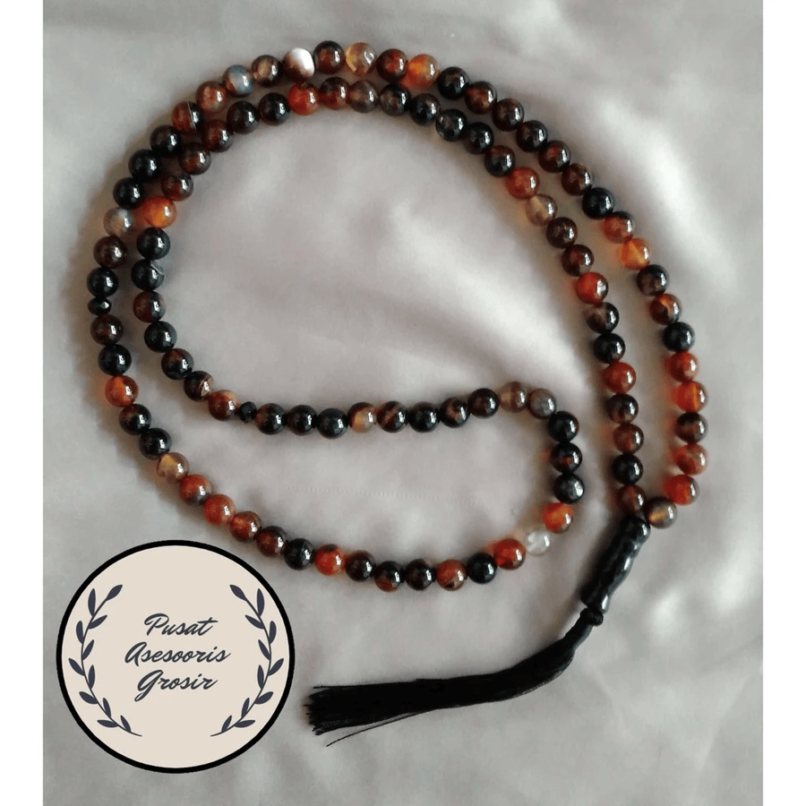 Tasbih Batu Sulaiman Madu/ Yaman 8 mm 99 Butir Garansi Asli